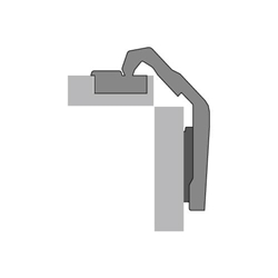 Hettich Scharnier für Eckschrankfalttüren ohne Schließautomatik (Intermat 9930), vernickelt, vorliegend, Öffnungswinkel 50° / 65°, Bohrbild TH 52x5,5mm, zum Anschrauben (-) 9090109