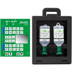 Plum 4922 iBox 2 mit 2x500ml Augenspülung und separater Piktogrammtafel mit Spiegel, für Arbeitsplätze geeignet, an denen Staub und Schmutz anfallen