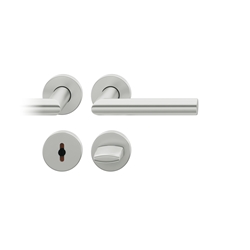 FSB ASL® Drückergarnitur, mit Rosetten, rund, DIN Links-Rechts, WC Schauscheibe/Schlitzkopf, Aluminium, 12 1076, Naturfarbig, mit Stütznocken, Vierkant 8mm, Stärke Abdeckung 7mm, TS 39-58mm Nr. 0 12 1076 01954 0105