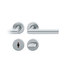 FSB ASL® Drückergarnitur, mit Rosetten, rund, DIN Links-Rechts, WC Schauscheibe/Schlitzkopf, Edelstahl, 12 1076, Edelstahl, mit Stütznocken, Vierkant 8mm, Stärke Abdeckung 7mm, TS 39-58mm Nr. 0 12 1076 01954 6204