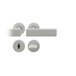 FSB ASL® Drückergarnitur, mit Rosetten, rund, DIN Links-Rechts, WC Schauscheibe/Schlitzkopf, Aluminium, 12 1003, Naturfarbig, mit Stütznocken, Vierkant 8mm, Stärke Abdeckung 7mm, TS 39-58mm Nr. 0 12 1003 01954 0105