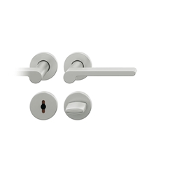 FSB ASL® Drückergarnitur, mit Rosetten, rund, DIN Links-Rechts, WC Schauscheibe/Schlitzkopf, Aluminium, 12 1021, Naturfarbig, mit Stütznocken, Vierkant 8mm, Stärke Abdeckung 7mm, TS 39-58mm Nr. 0 12 1021 01954 0105