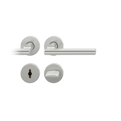 FSB ASL® Drückergarnitur, mit Rosetten, rund, DIN Links-Rechts, WC Schauscheibe/Schlitzkopf, Aluminium, 12 1035, Naturfarbig, mit Stütznocken, Vierkant 8mm, Stärke Abdeckung 7mm, TS 39-58mm Nr. 0 12 1035 01954 0105