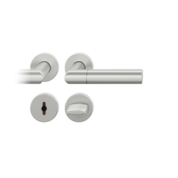 FSB ASL® Drückergarnitur, mit Rosetten, rund, DIN Links-Rechts, WC Schauscheibe/Schlitzkopf, Aluminium, 12 1078, Naturfarbig, mit Stütznocken, Vierkant 8mm, Stärke Abdeckung 7mm, TS 39-58mm Nr. 0 12 1078 01954 0105