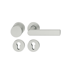 FSB ASL® OT-Wechselgarnitur, mit Rosetten, rund, PZ gelocht, DIN Links-Rechts, Aluminium, 12 1244, Naturfarbig eloxiert, verdeckt verschraubt, mit Stütznocken, Klasse 4, Vierkant 8mm, TS 39-58mm, mit Knopf 0829 Nr. 0 12 1244 01710 0105