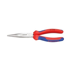 Knipex Flachrundzange mit Schneide (Storchschnabelzange) mit Mehrkomponenten-Hüllen schwarz atramentiert 200 mm Nr. 26 12 200
