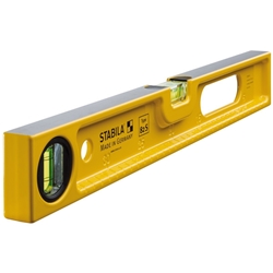 STABILA Wasserwaage Type 82 S, 40cm, robustes Alu-Druckgussprofil, metrische Skala, 1 Horizontal-Libelle, 1 Vertikal-Libelle, 1 Grifföffnung, Made in Germany Nr. 02593