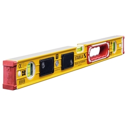 STABILA Wasserwaage Type 196-2 LED, 61cm, extrasteifes Alu-Profil, 1 LED-Horizontal-/1 LED-Vertikal-/1 Vertikal-Libelle, 1 Handgriff, stoßdämpfende Endkappen, Rutsch-Stopper, Made in Germany Nr. 17392
