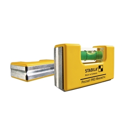 STABILA Mini-Wasserwaage Pocket PRO Magnetic mit Gürtel-Clip, 7cm, starker Seltenerd-Magnet, 1 Horizontal-Libelle, Made in Germany Nr. 17768
