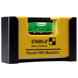 STABILA Mini-Wasserwaage Pocket PRO Magnetic mit Gürtel-Clip, 7cm, starker Seltenerd-Magnet, 1 Horizontal-Libelle, Made in Germany Nr. 17953