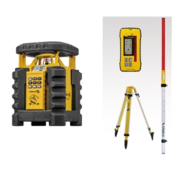 STABILA Rotationslaser LAR 350, 9-teiliges Set, selbstnivellierend, manuelle 2-Achsen-Neigung, motorgesteuert, wasser- und staubdicht nach IP 65, inkl. Receiver, Baustativ und Nivellierlatte Nr. 19111