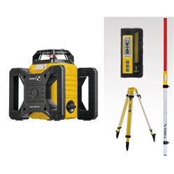 STABILA Rotationslaser LAR 160, 7-teiliges Set, selbstnivellierend, hohe Nivelliergenauigkeit ± 0,1 mm/m, wasser- + staubdicht IP 65, inkl. Set-Receiver, Baustativ, Nivellierlatte, stabilem Tragekoffer Nr. 19241