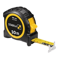 STABILA Taschenbandmaß BM 300, 10m, Maßband mit doppelseitiger 1000er-Skala, metrisch, bruchsicheres PC/ABS-Gehäuse, SPIKES-Haken, Stahlband mit NYLON-WRAP-Ummantelung, Gürtel-Clip, MID-Genauigkeit Nr. 19841