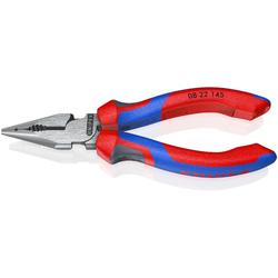 Knipex Spitz-Kombizange mit Mehrkomponenten-Hüllen schwarz atramentiert 145 mm Nr. 08 22 145