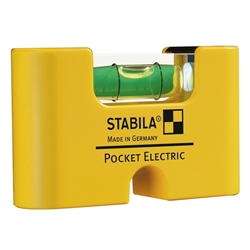 STABILA Mini-Wasserwaage Pocket Electric, 7cm, starker Seltenerd-Magnet, 1 Horizontal-Libelle, Made in Germany Nr. 17775