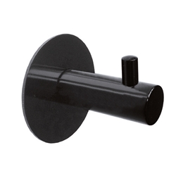 Garderobenhaken Edelstahl schwarz, rund, Durchmesser: 18mm, Tiefe: 40mm, mit Stift u. Wandscheibe, diebstahlhemmend Nr. 250.00036