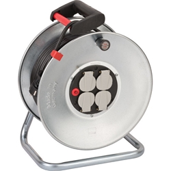 Brennenstuhl Garant S 4 E Kabeltrommel 50m (aus Stahlblech, für den Einsatz im Innenbereich, Made in Germany) silber Nr. 1195066