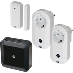 Brennenstuhl BrematicPRO Starter Set Schalten (Smart Home Set: Smart Home Zentrale, 1x Funk Tür-/Fensterkontakt, 2x Funk-Schaltadapter) Nr. 1294810