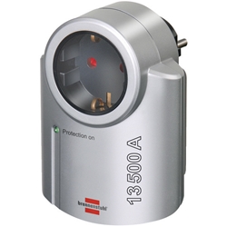 Brennenstuhl Primera-Line Steckdosenadapter mit Überspannungsschutz (Adapter als Blitzschutz für Elektrogeräte) silber/schwarz Nr. 1506950