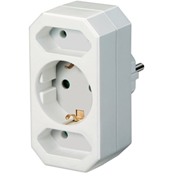 Brennenstuhl Mehrfachsteckdose, Steckdosenadapter 3-fach mit erhöhtem Berührungsschutz (2x Eurosteckdose und 1x Schutzkontakt) weiß Nr. 1508050
