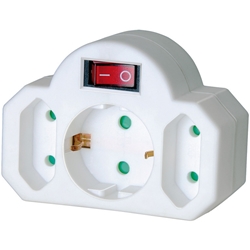 Brennenstuhl Mehrfachsteckdose, Steckdosenadapter 3-fach mit Schalter (Zwischenstecker bestehend aus 2 x Eurosteckdose und 1 x Schutzkontakt) weiß Nr. 1508100