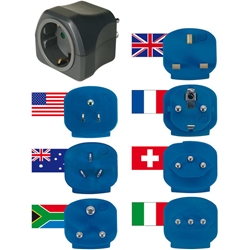Brennenstuhl Reisestecker-Set / Reiseadapter-Set (Reise- Steckdosenadapter mit verschiedenen Aufsätzen für mehr als 150 Länder (7xSteckereinsätze) schwarz Nr. 1508160