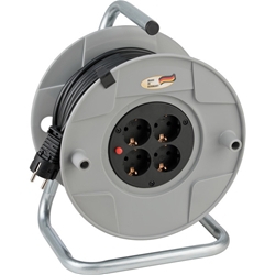 Brennenstuhl Kabeltrommel AK 260 (25m Kabel, aus bruchfestem Kunststoff, 4 Steckdosen, für den Innenbereich) Nr. 1099150001