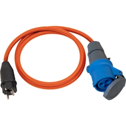 Brennenstuhl Camping Adapterkabel / CEE-Adapter mit Schutzkontakt-Stecker und CEE-Kupplung (1,5m Kabel in orange, H07RN-F 3G2.5, 230V/16A, ständiger Einsatz im Außenbereich IP44, Made in Germany) Nr. 1132910025