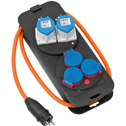 Brennenstuhl CEE 230V Camping Stromverteiler mit Schutzkontakt-Stecker (2x CEE Steckdosen, 3x Schutzkontakt-Steckdosen, 1,5m H07RN-F 3G2.5 Kabel in Orange, ideal für Campingeinsatz, Made in Germany) Nr. 1151600040