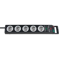 Brennenstuhl Super-Solid Steckdosenleiste 5-fach mit Überspannungsschutz (2,5m Kabel und Schalter - aus bruchfestem Polycarbonat) schwarz/grau Nr. 1153380315