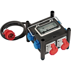 Brennenstuhl Kompakter Gummi-Stromverteiler mit zertifiziertem Sicherungsautomaten (2m Kabel, 2x CEE 400V/16A, 5x 230V/16A, ständiger Einsatz im Freien, mit FI-Schalter, Made in Germany) Nr. 1153690200