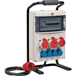Brennenstuhl Tragbarer Stromverteiler / Baustromverteiler (1x32A + 2x16A CEE-Steckdosen, 2m Kabel, für Baustelleinsatz und ständigen Einsatz im Freien, mit FI-Personenschutz, Made in Germany) Nr. 1154900021