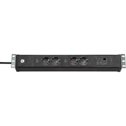 Brennenstuhl Premium-Web-Line V3, Internet-Steckdosenleiste 4-fach mit Main Follow und LAN-Anschluss (3m Kabel - in 19 Zoll, Made in Germany) schwarz Nr. 1156057984