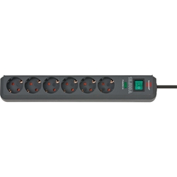 Brennenstuhl Eco-Line Steckdosenleiste 6-fach mit Überspannungsschutz (Mehrfachsteckdose mit Schalter und 5m Kabel) anthrazit Nr. 1159710515