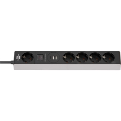 Brennenstuhl Steckdosenleiste 5-fach mit USB C Power Delivery und 2 USB 2,4 A (USB C Mehrfachsteckdose zum Schellladen, 1x USB C Power Delivery, 2x USB 2,4 A) Nr. 1159780615
