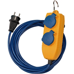 Brennenstuhl Verlängerungskabel mit 4-fach Verteiler (5m Stromkabel in blau für den kurzfristigen Einsatz im Freien, IP54, mit klappbarem Metallhaken) Nr. 1161750020