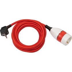 Brennenstuhl Verlängerungskabel 5m für innen (5m Textilkabel, für den Einsatz im Innenbereich, Verlängerungskabel mit beleuchtetem Ein/Aus Drehschalter) rot/weiß/schwarz Nr. 1161830040