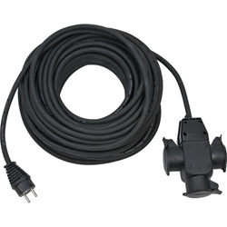 Brennenstuhl Baustellen-Verlängerungskabel mit 3-fach Gummi-Kupplung IP44 25m H07RN-F3G1.5 Nr. 1167820301