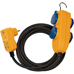 Brennenstuhl Schutzadapterkabel FI IP54 mit Powerblock (4-fach Verlängerung für außen IP54, 5m Kabel, mit Personenschutzschalter) Nr. 1168720010