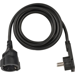 Brennenstuhl Qualitäts-Kunststoff-Verlängerungskabel mit Flachstecker (Verlängerungskabel flach für innen mit 3m Kabel) schwarz Nr. 1168980030