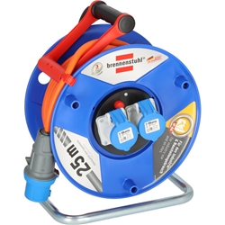 Brennenstuhl CEE 230V Camping-Kabeltrommel (25m H07RN-F 3G2.5 Kabel in orange, Kabeltrommel mit 2 CEE-Steckdosen, für den ständigen Einsatz im Außenbereich IP44, Made in Germany) Nr. 1182760100