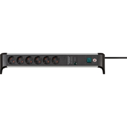 Brennenstuhl Alu-Office-Line Steckdosenleiste 6-fach mit Überspannungsschutz (Mehrfachsteckdose mit Schalter und 3m Kabel, Made in Germany) Nr. 1391020600