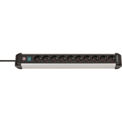 Brennenstuhl Premium-Alu-Line Steckdosenleiste 10-fach / Steckerleiste aus hochwertigem Aluminium (Mehrfachsteckdose mit Schalter und 3m Kabel, Made in Germany) Nr. 1391030000