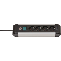 Brennenstuhl Premium-Alu-Line Steckdosenleiste 4-fach / Steckerleiste aus hochwertigem Aluminium (Mehrfachsteckdose mit Schalter und 1,8m Kabel, Made in Germany) Nr. 1391030400
