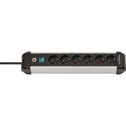 Brennenstuhl Premium-Alu-Line Steckdosenleiste 6-fach / Steckerleiste aus hochwertigem Aluminium (Mehrfachsteckdose mit Schalter und 3m Kabel, Made in Germany) Nr. 1391030600
