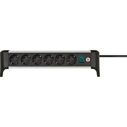 Brennenstuhl Alu-Office-Line Steckdosenleiste 6-fach/Steckerleiste aus Aluminium für den Schreibtisch (Mehrfachsteckdose mit Schalter und 3m Kabel, Made in Germany) Nr. 1391040600