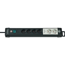 Brennenstuhl Premium-Line Technik Steckdosenleiste 6-fach mit permanenten und schaltbaren Steckdosen (Mehrfachsteckdose mit Schalter und 3m Kabel, Steckdosenleiste Wandmontage, Made in Germany) Nr. 1951160600