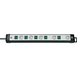 Brennenstuhl Premium-Line Technik Steckdosenleiste 5-fach mit einzeln schaltbaren Steckdosen (Mehrfachsteckdose mit 3m Kabel, Steckdosenleiste Wandmontage, Made in Germany) schwarz/grau Nr. 1951550600