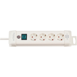 Brennenstuhl Premium-Line Steckdosenleiste 4-fach (Mehrfachsteckdose mit Schalter und 1,8m Kabel - 45° Winkel der Schutzkontakt-Steckdosen, Made in Germany) weiß Nr. 1952240100