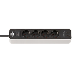 Brennenstuhl Ecolor Steckdosenleiste 4-fach mit USB-Ladebuchse (Mehrfachsteckdose mit 2x USB C, Schalter und 1,5m Kabel) weiß/schwarz Nr. 1153240126